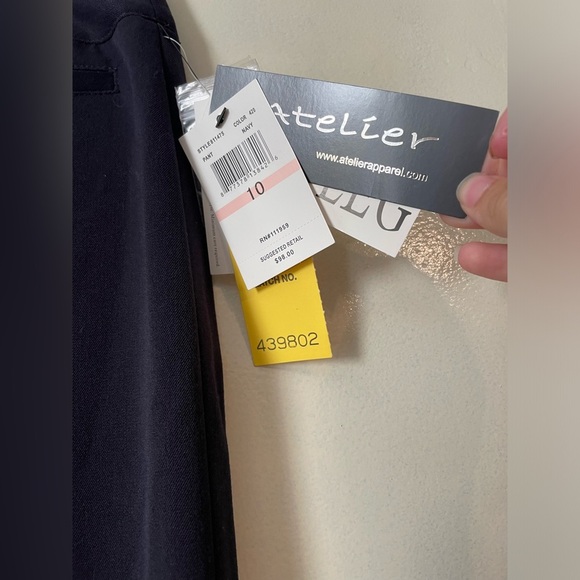 NWT Atelier navy trouser pants pleated cropped size 10 professional academia - Picture 3 of 8